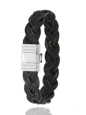 BRACELET KHALARI TRESSÉ OR GRIS