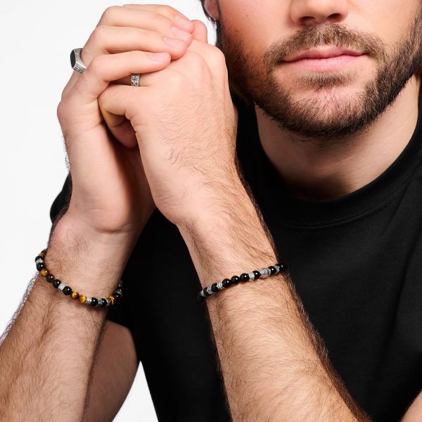 Bracelet avec noires beads de onyx argent – Image 2
