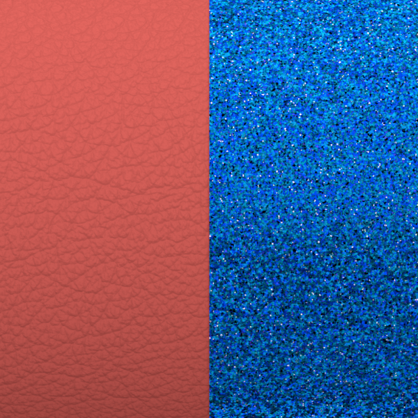 CUIR - MANCHETTES, SÉPIA / PAILLETTES BLEUES 25mm