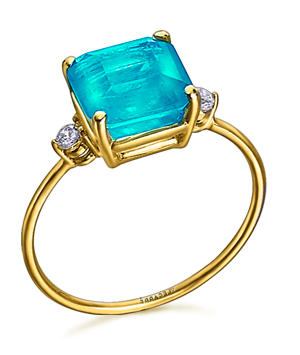 Bague Topaze Bleue Glacier et Blanc