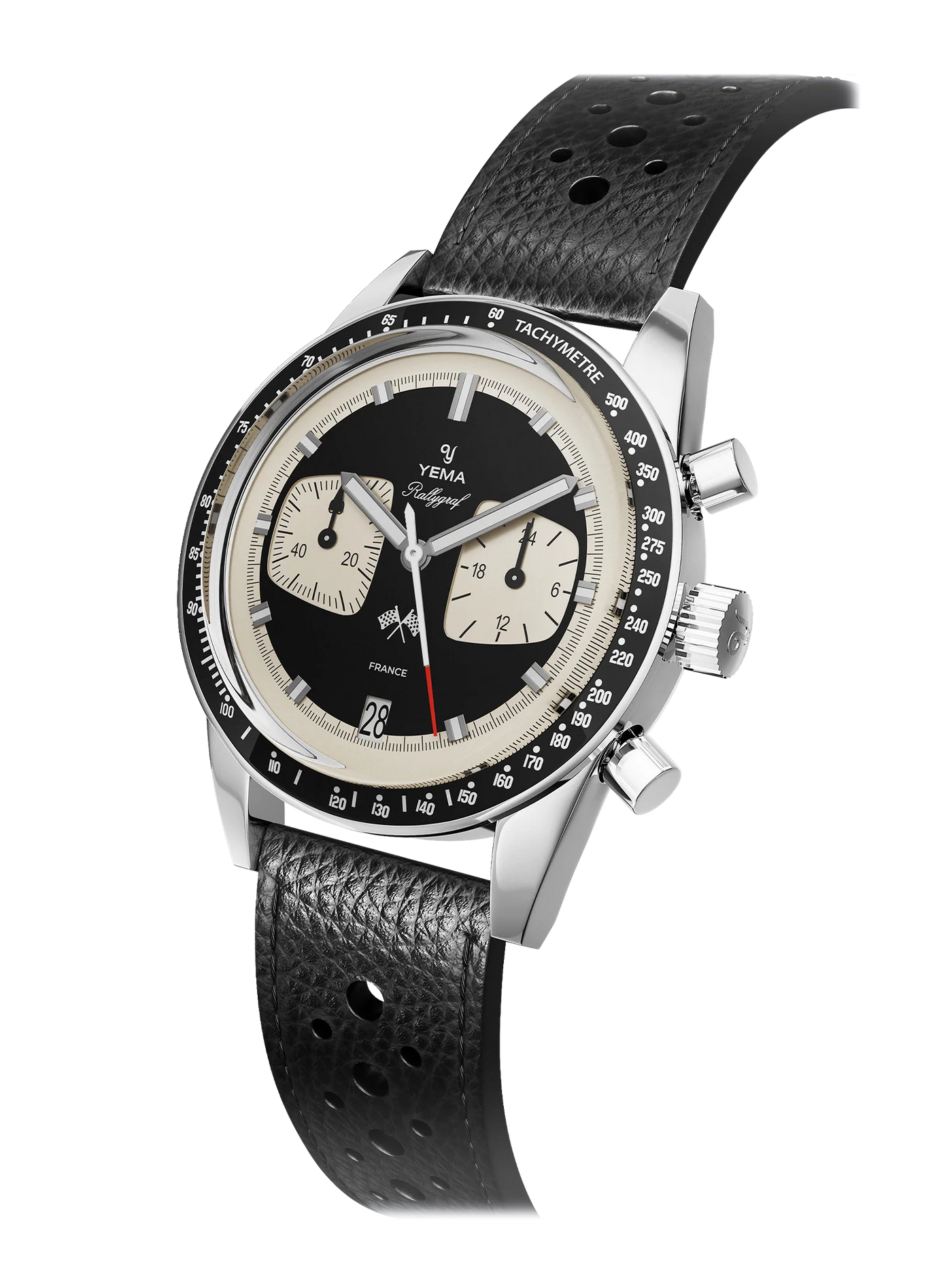 Yema Rallygraf Meca-Quartz Reverse Panda cuir