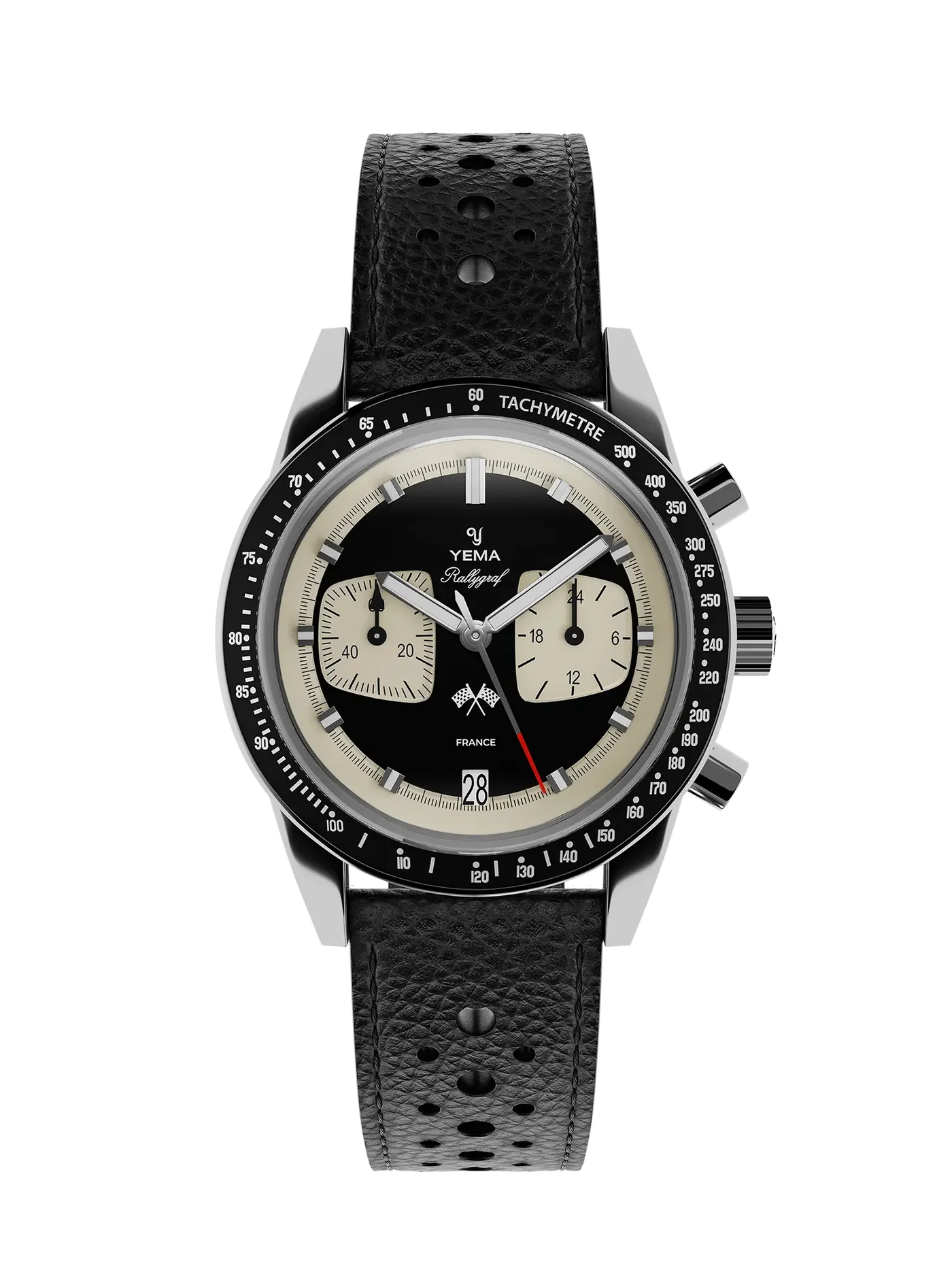 Yema Rallygraf Meca-Quartz Reverse Panda cuir – Image 2