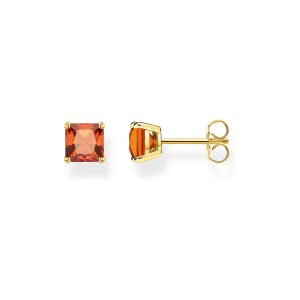 Clous d'oreilles avec pierre orange et or