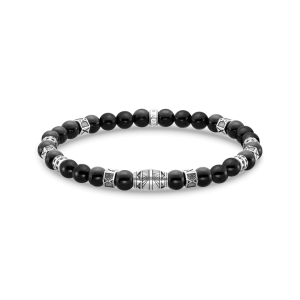 Bracelet avec des perles noires en onyx et en argent