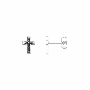 Clous d'oreilles Croix Noir