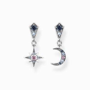 Boucles d'oreilles Royalty Star & Moon Silver