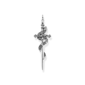Pendentif argent noirci épée avec serpent