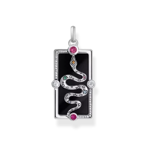 Pendentif serpent émail à froid noir argent