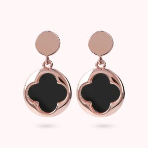 Boucles d'Oreilles Pendantes Trèfle à Quatre Feuilles en Pierre Naturelle