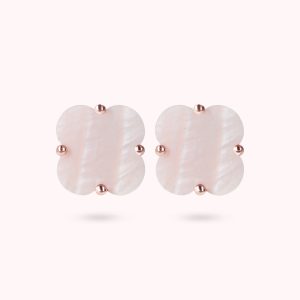 Boucles d'Oreilles Tige Fleur en Pierre Naturelle