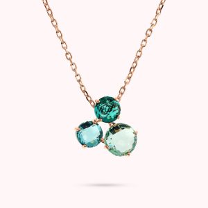 Collier avec Pendentif Trilogie en Pierre Prisma Gem Coupe Mosaïque