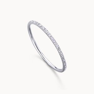 Alliance demi-alliance en or blanc et diamants