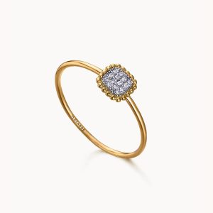 Bague carrée en or et diamants avec perle