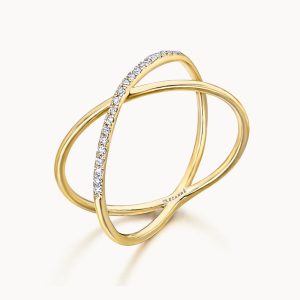 Bague croix en or et diamants