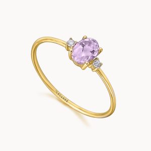 Bague en or avec améthyste et diamants