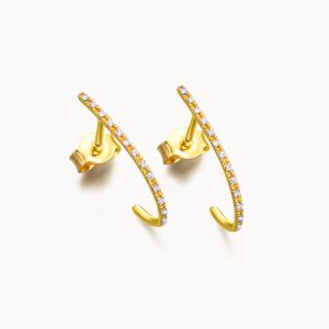 Boucles d'oreilles créoles longues en or et diamants