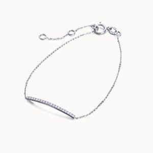 Bracelet barre en or blanc et diamants