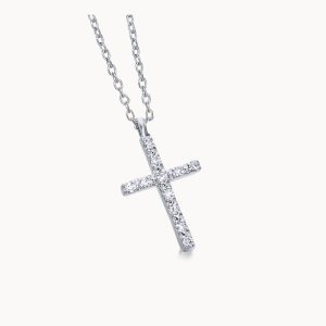 Chaîne + Croix en or blanc avec diamants