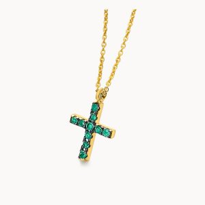 Chaîne + Croix d'or et d'émeraude
