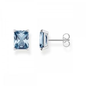 Clous d'oreilles avec pierre bleu et argent