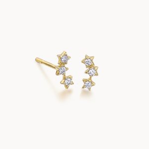 LeCarré Boucle d'oreille en or ornée d'étoiles et de diamants